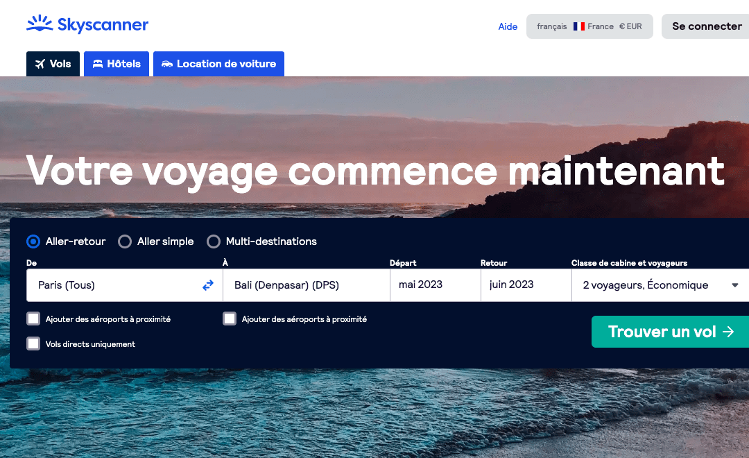 comment utiliser skyscanner pour trouver des vols pas chers