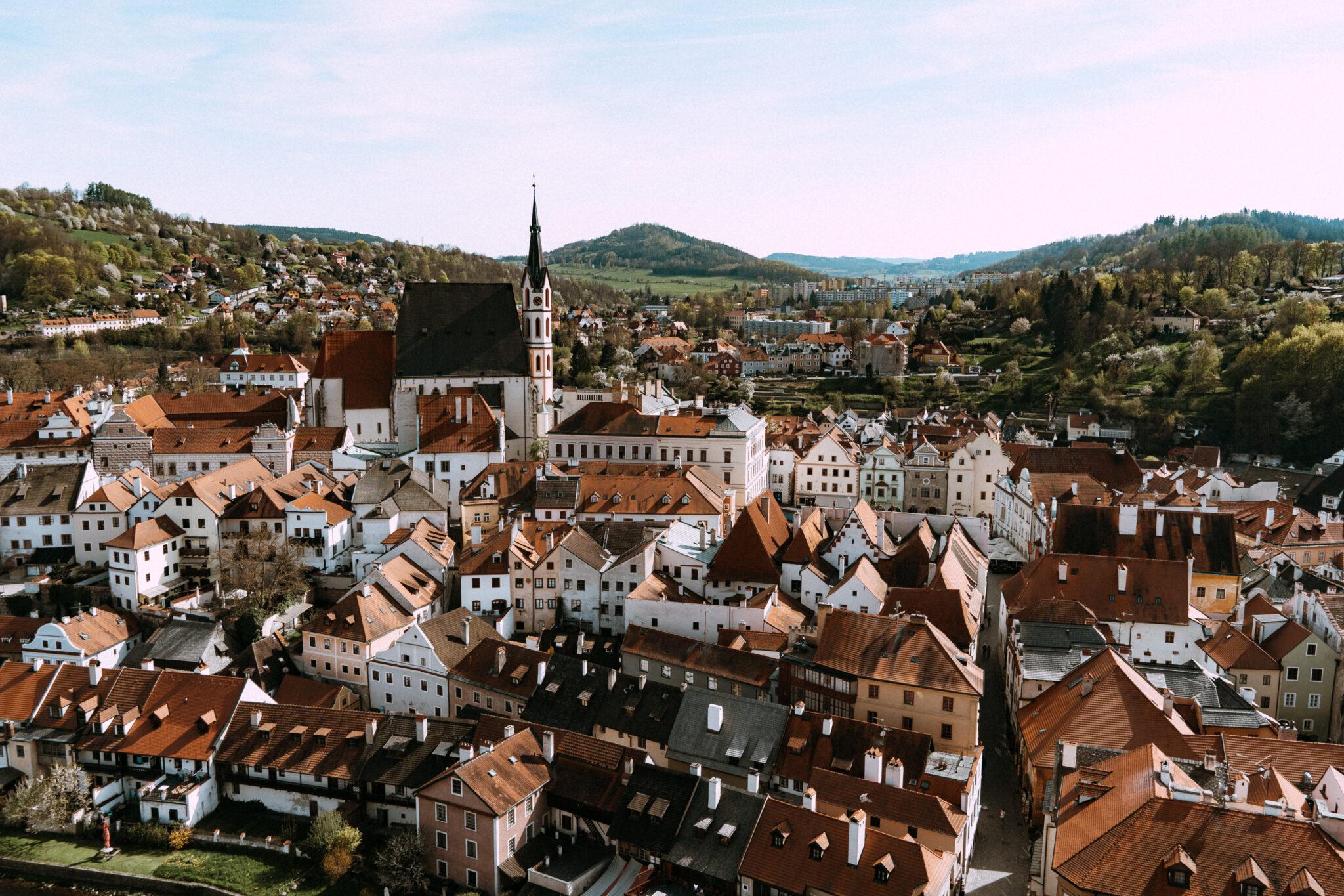 Point de vue sur Cesky Krumlov en république tchèque